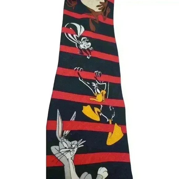 Vintage Looney Tunes Neck Tie 1995 Bugs Daffy Pepe Le Pew Taz Martin Martian - Picture 3 of 10